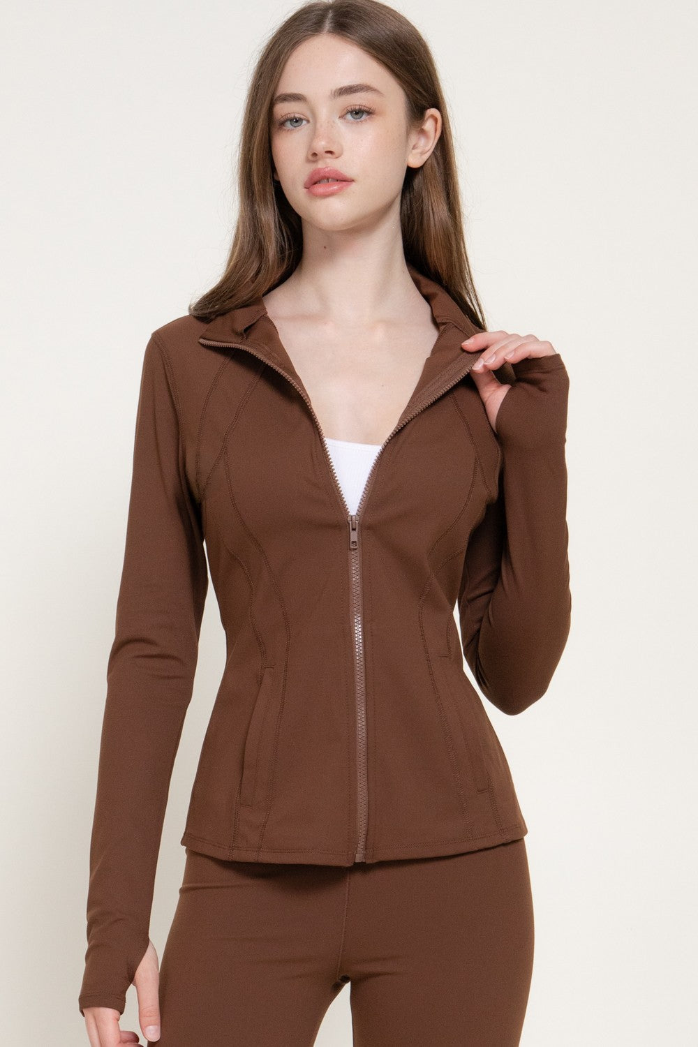 Long Slv Thumb Holes Workout Jacket