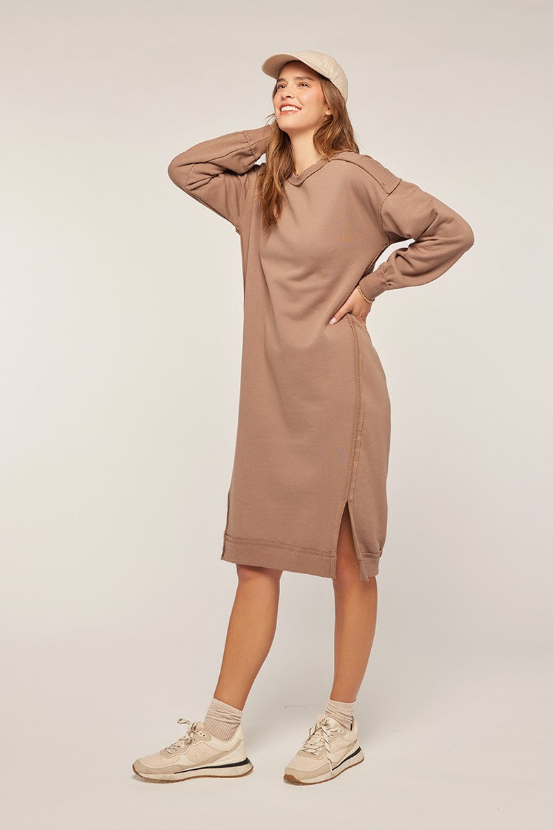 Slit Detail Fleece Sweater Dress