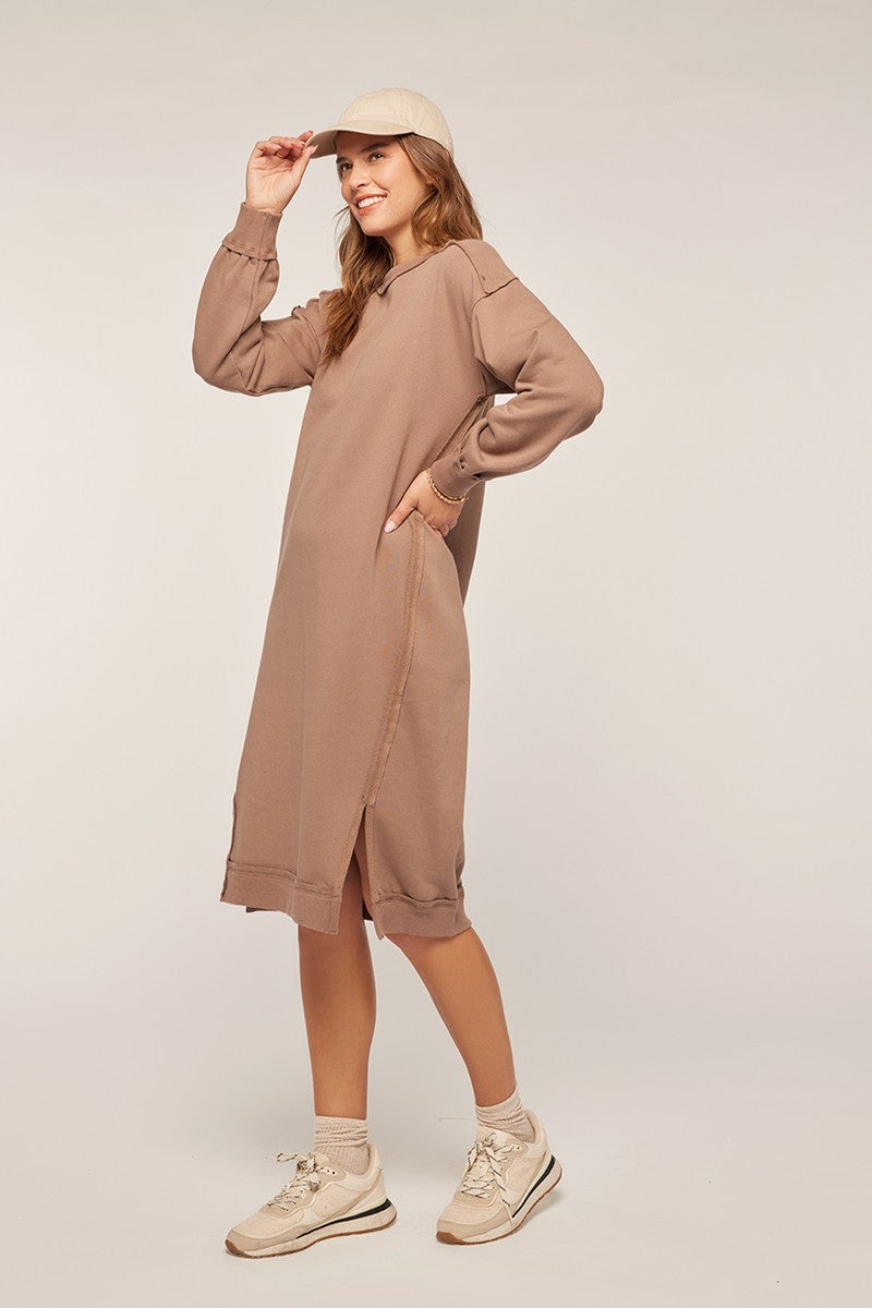 Slit Detail Fleece Sweater Dress