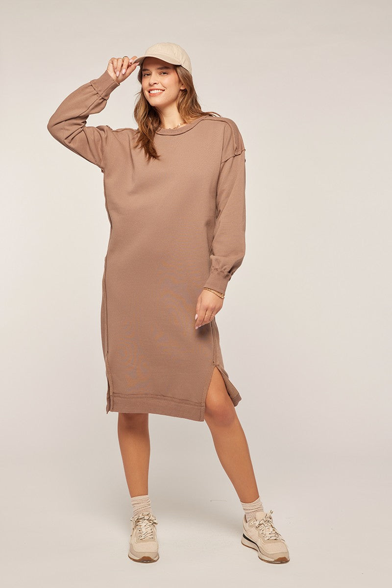 Slit Detail Fleece Sweater Dress