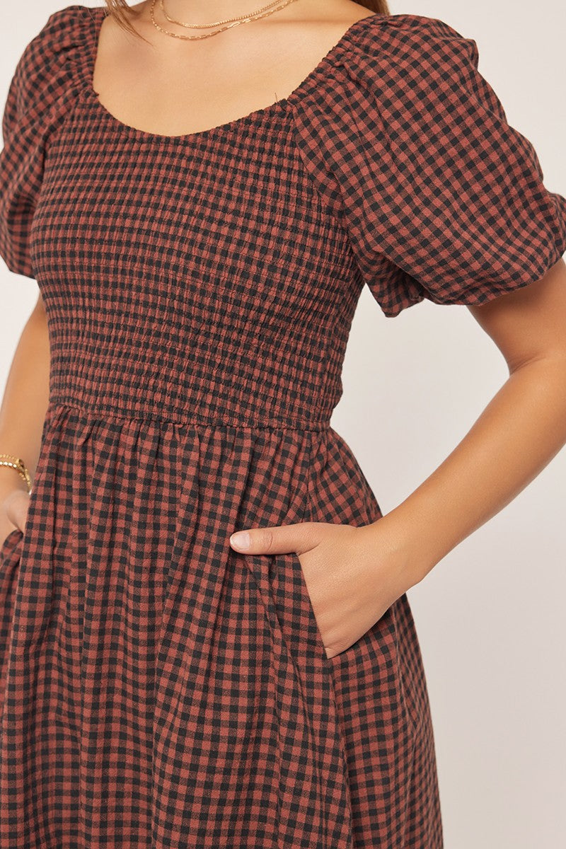 Gingham Smocked Bodice Dress
