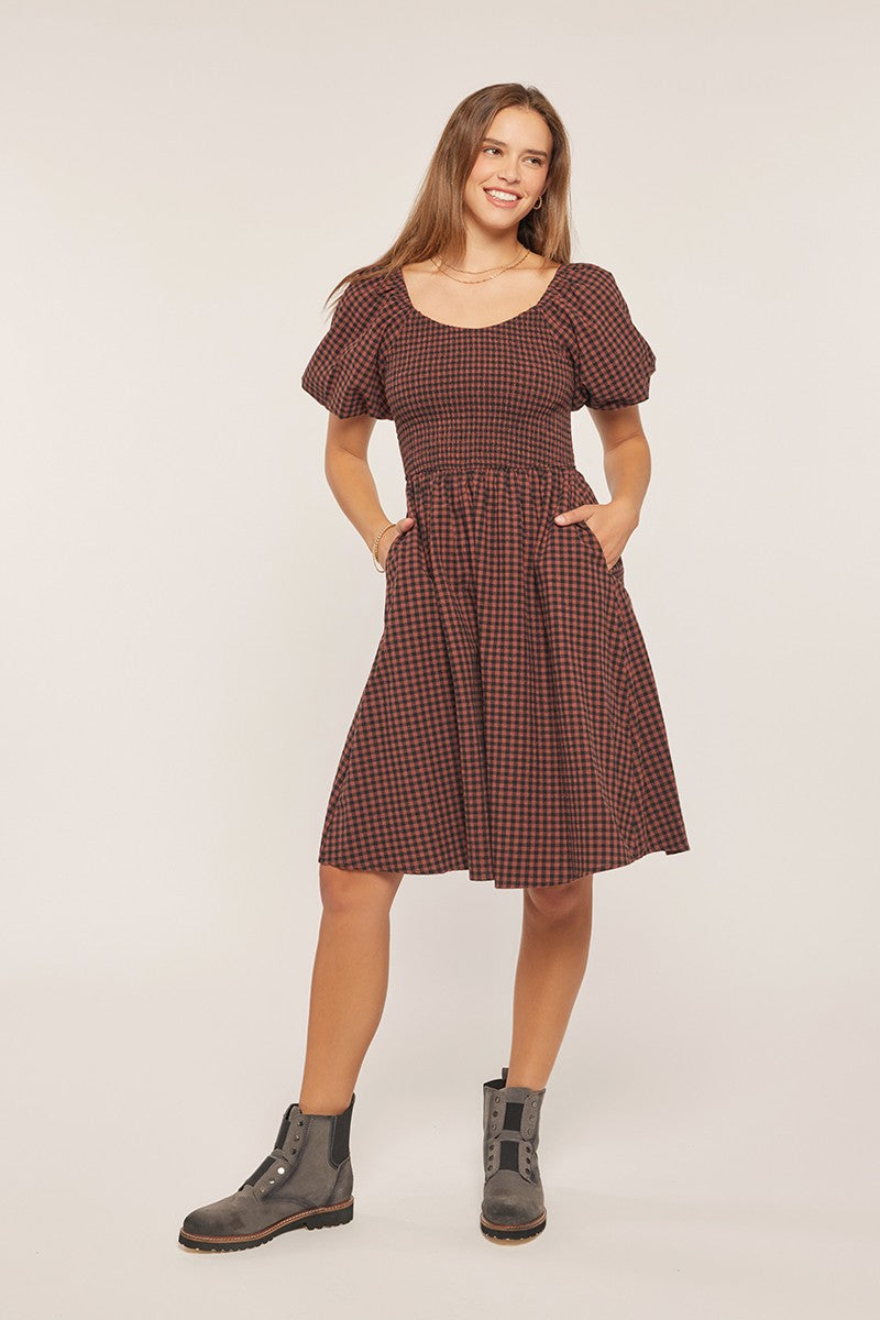 Gingham Smocked Bodice Dress