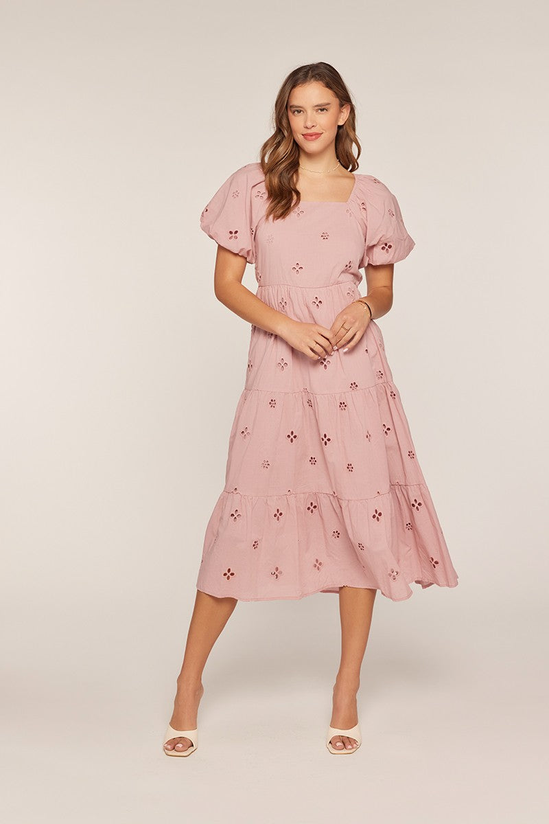 Eyelet Square Neck Dress