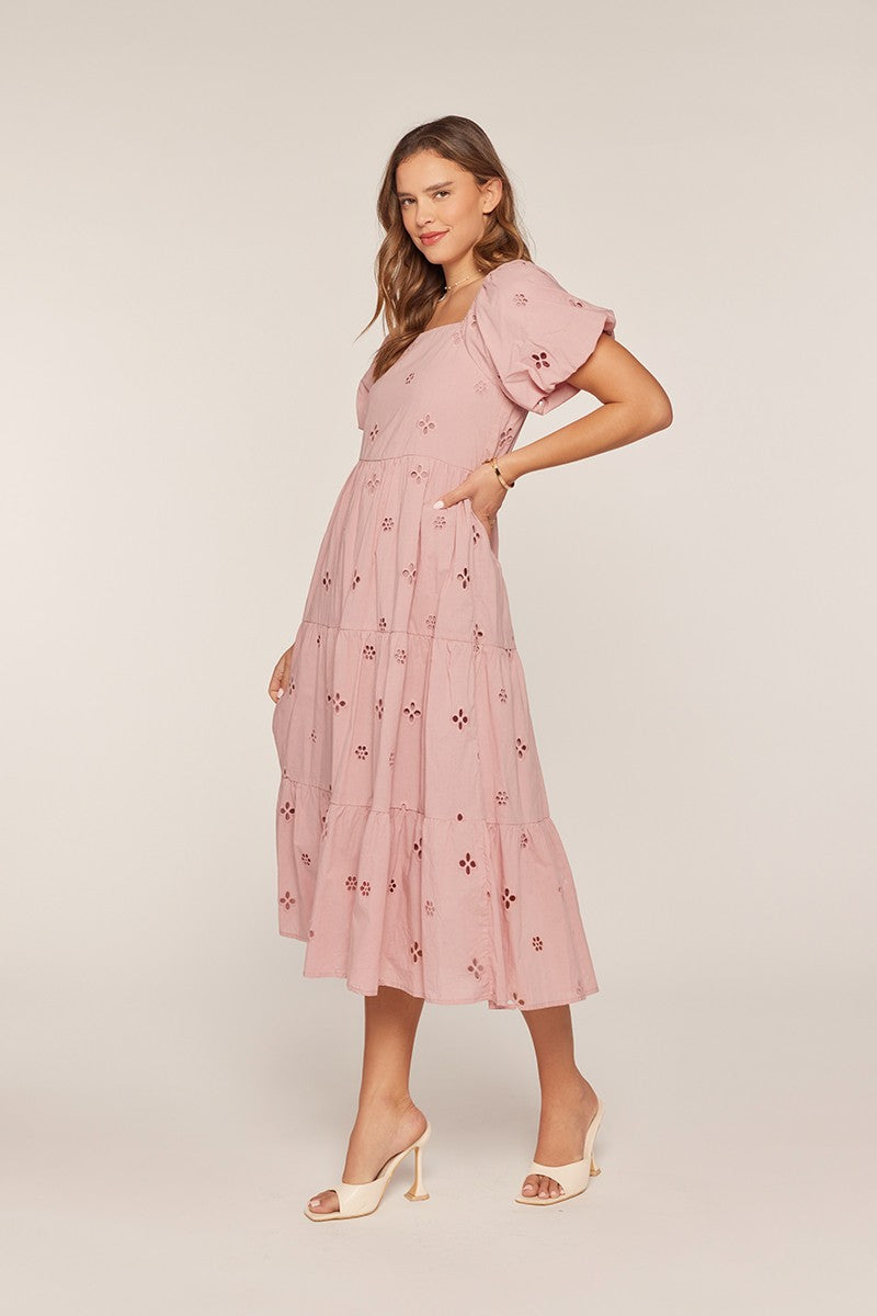 Eyelet Square Neck Dress