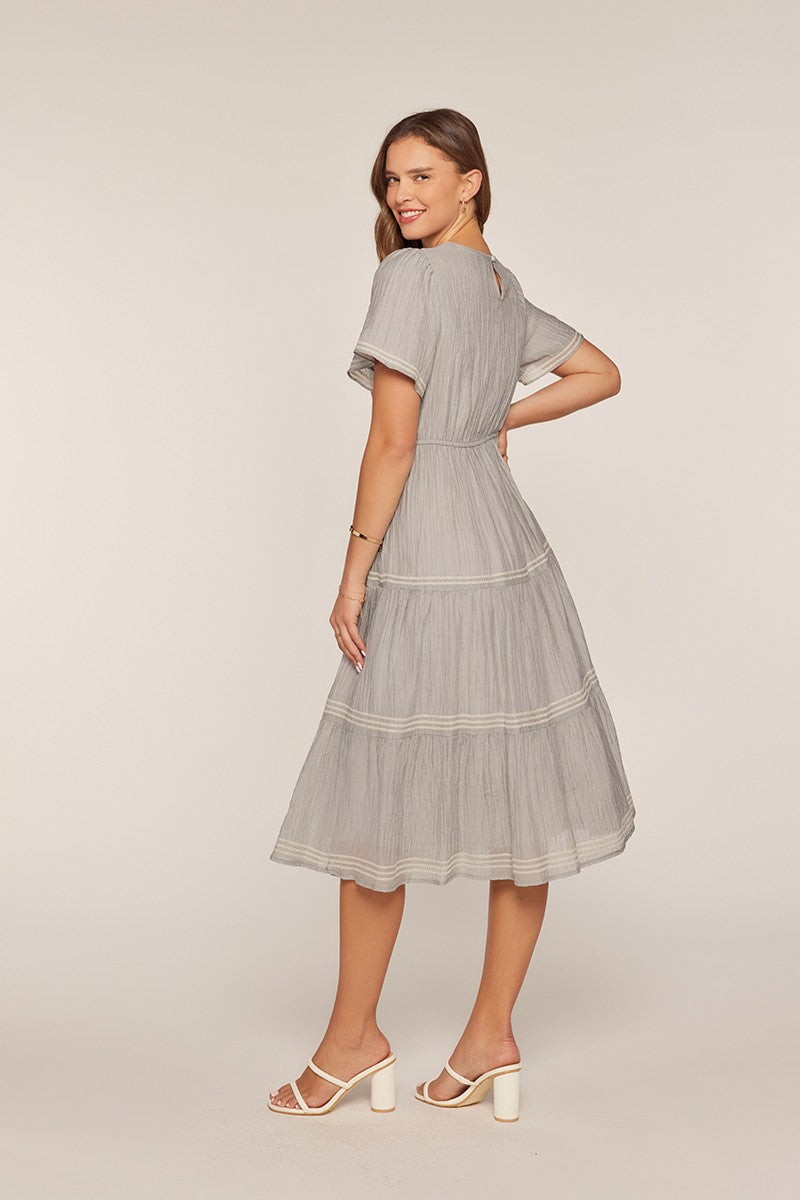 Embroidered Tier Dress