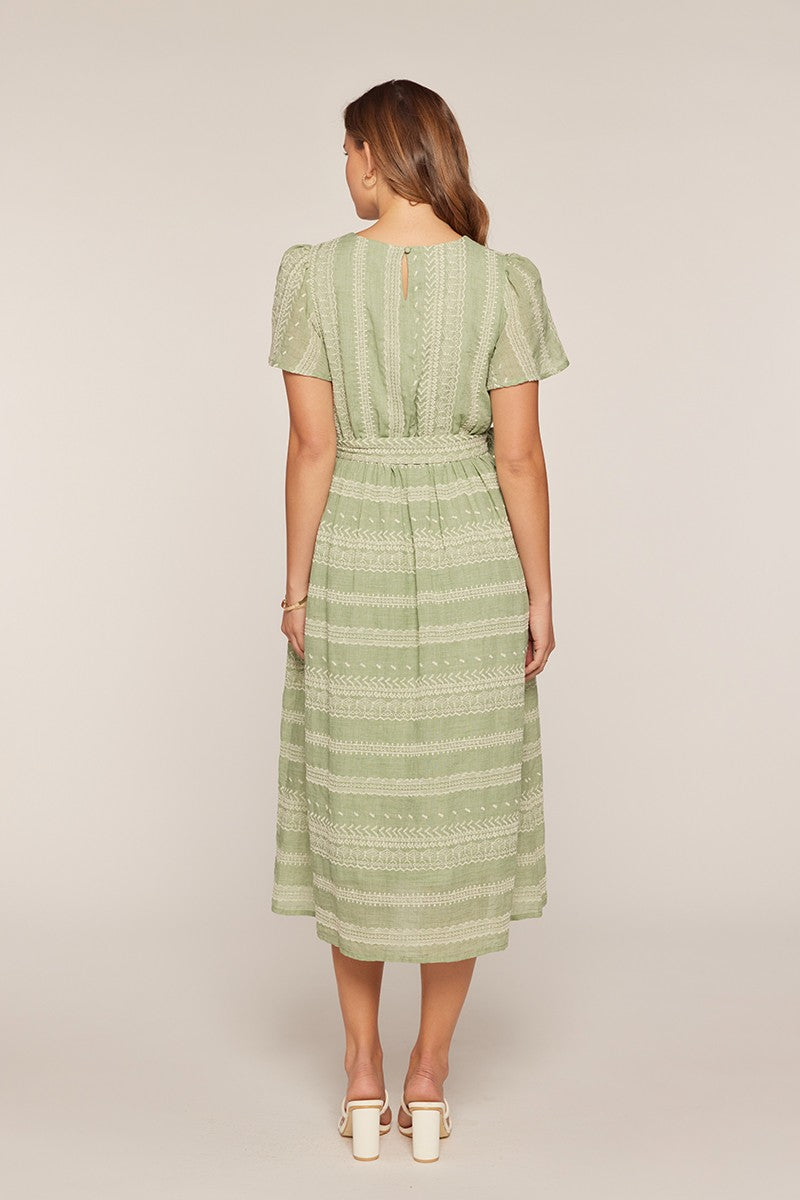 Embroidered Contrast Midi Dress
