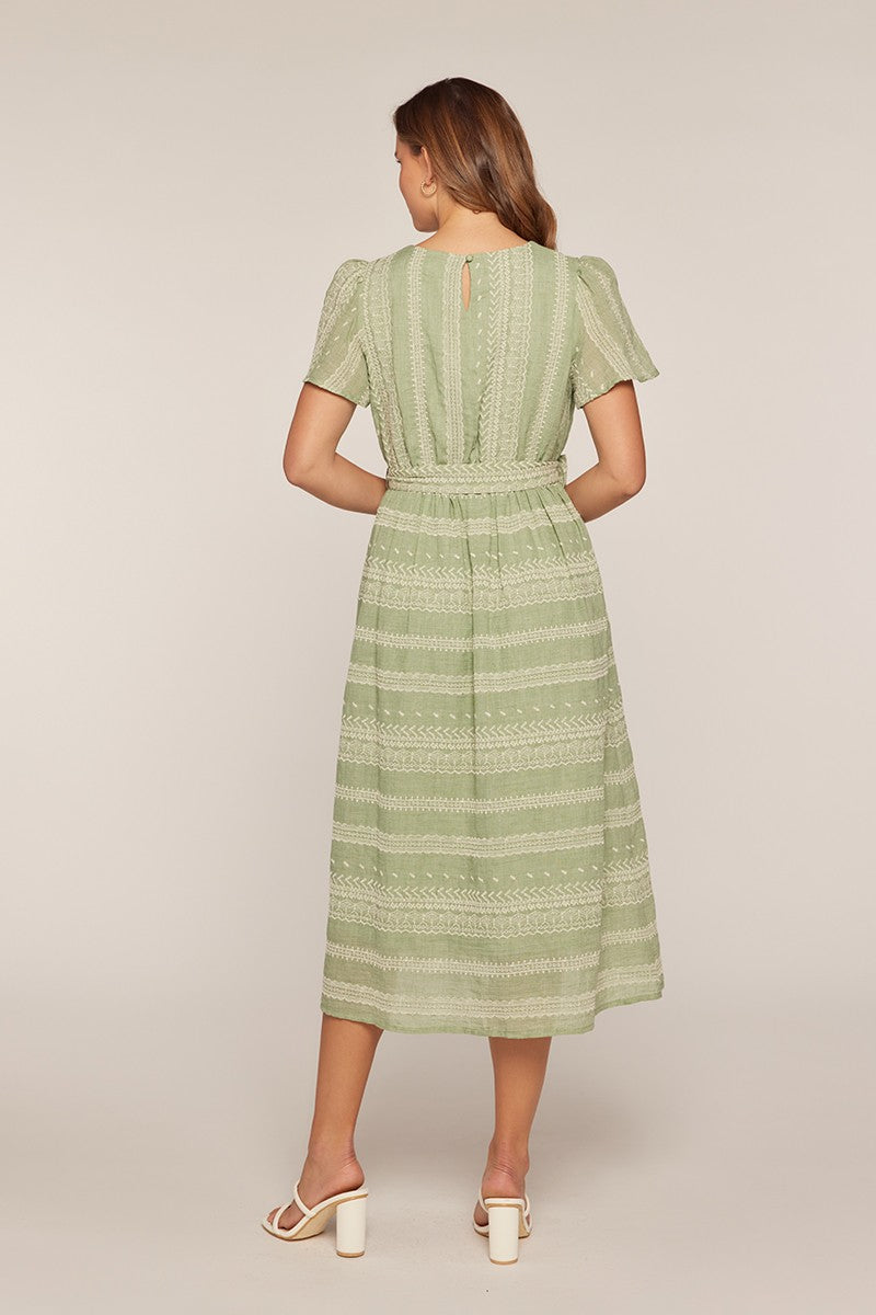 Embroidered Contrast Midi Dress