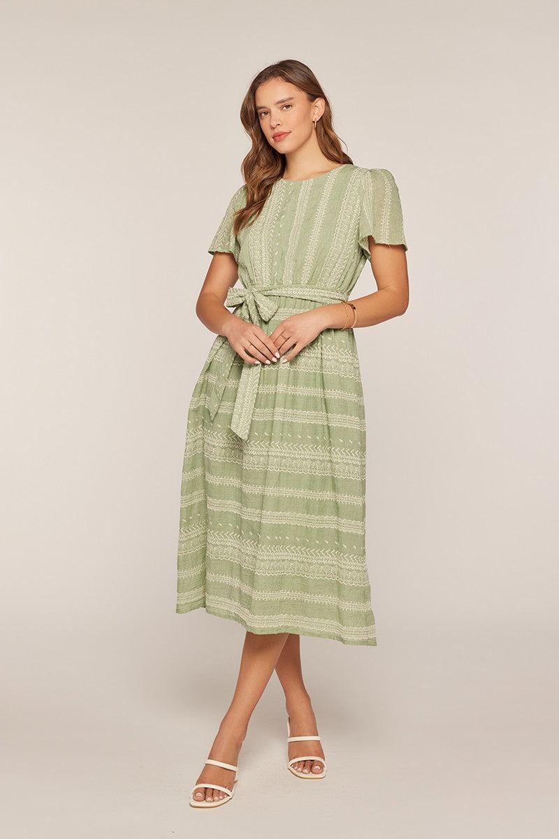 Embroidered Contrast Midi Dress