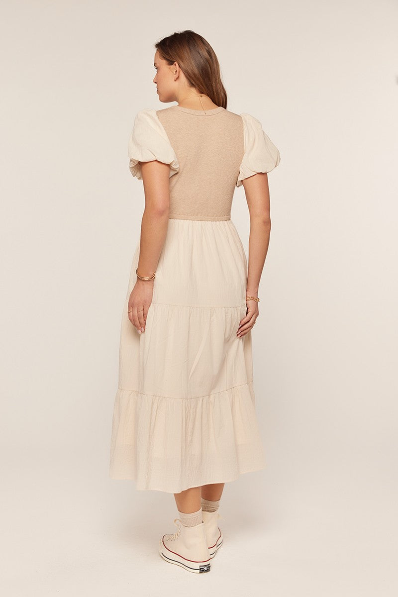 Rib Knit Mixed Tiered Dress