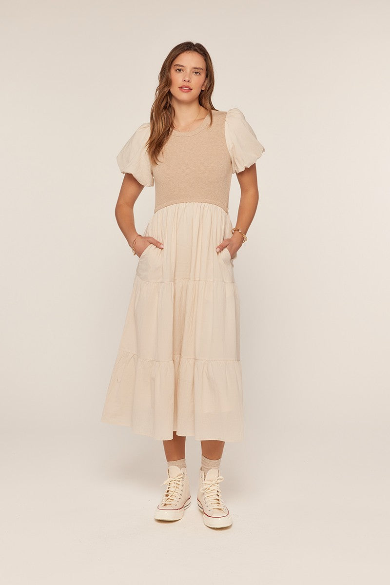 Rib Knit Mixed Tiered Dress