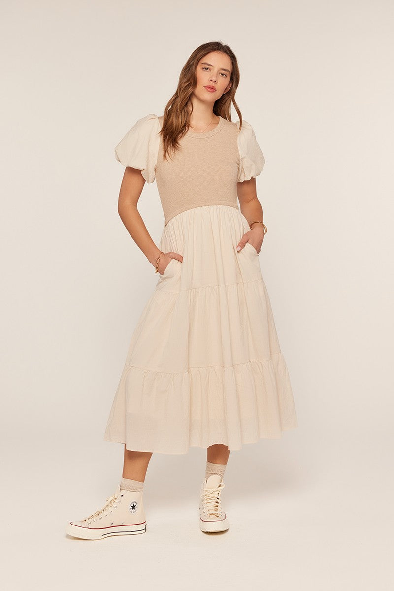 Rib Knit Mixed Tiered Dress