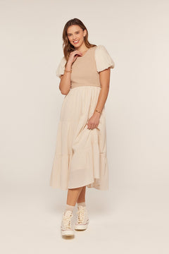 Rib Knit Mixed Tiered Dress