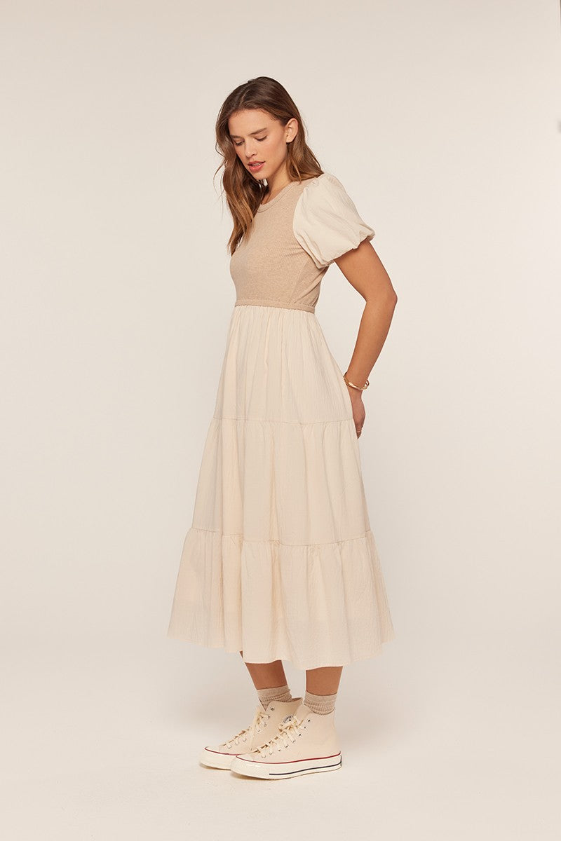 Rib Knit Mixed Tiered Dress