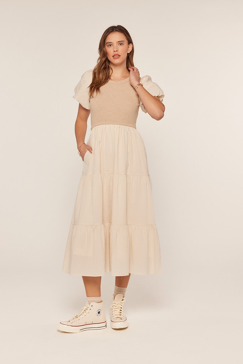 Rib Knit Mixed Tiered Dress