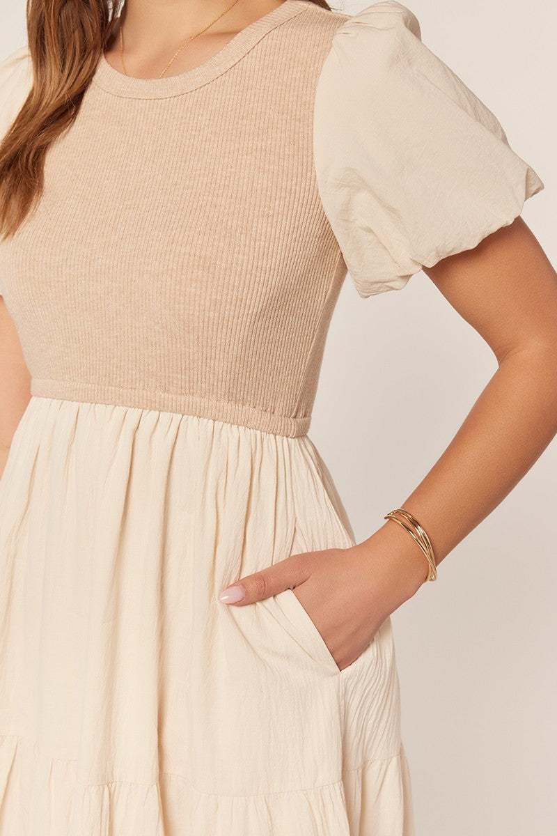 Rib Knit Mixed Tiered Dress