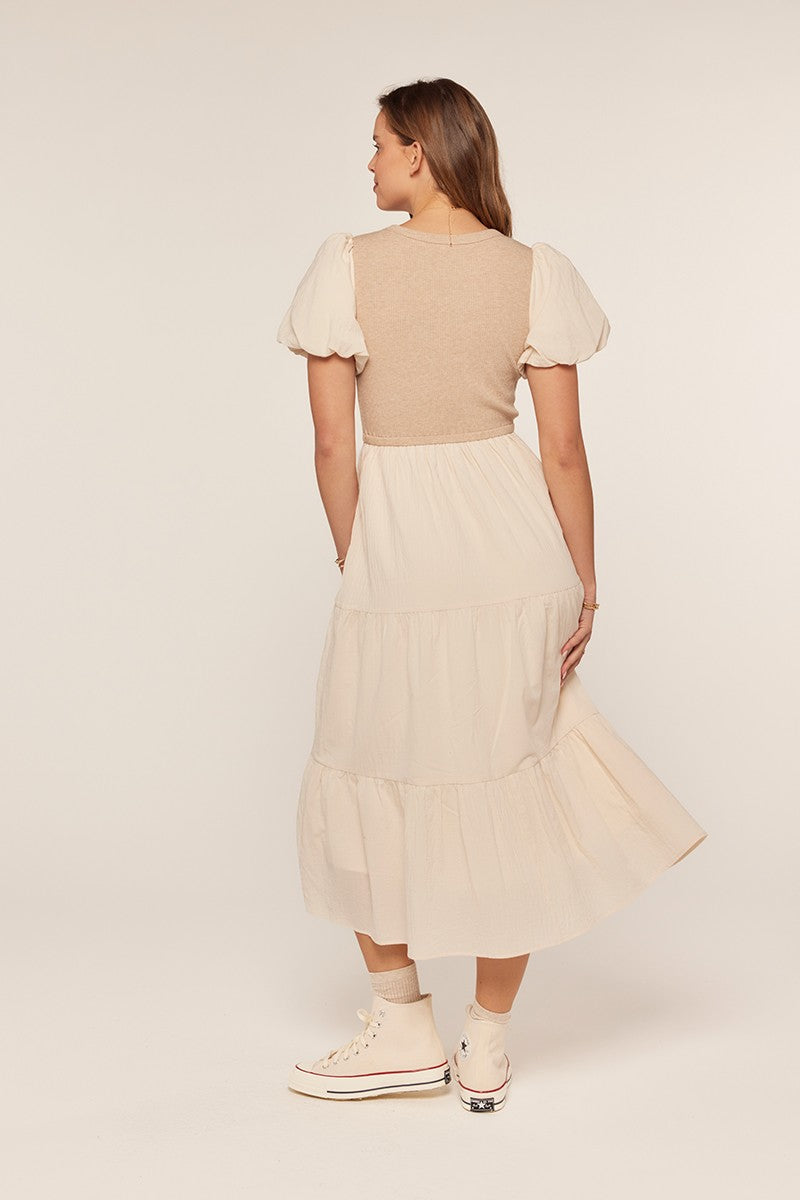 Rib Knit Mixed Tiered Dress