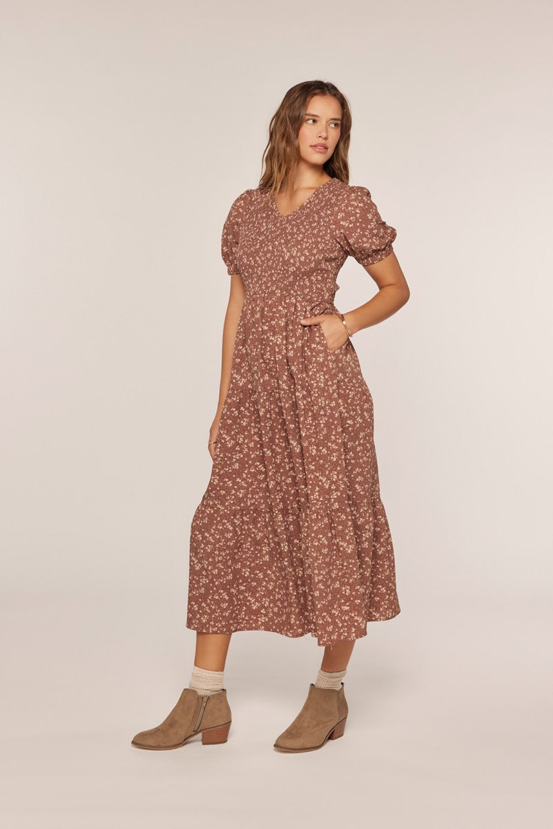 Waist Tie Detail Printed Dress