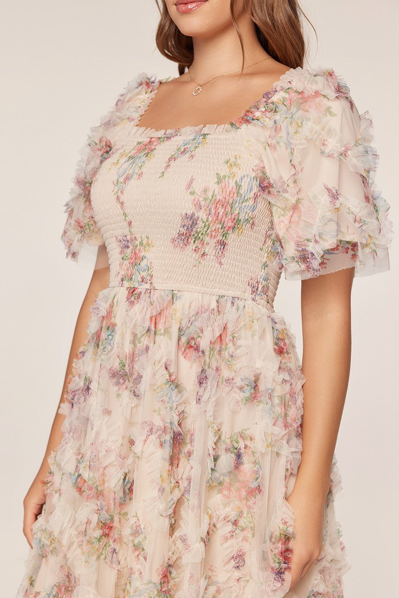 Ruffle Floral Maxi Dress