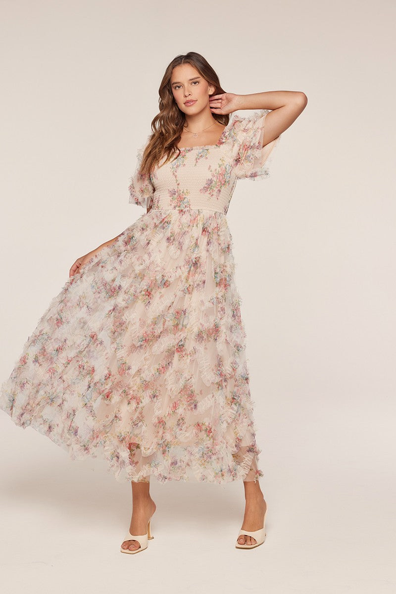 Ruffle Floral Maxi Dress