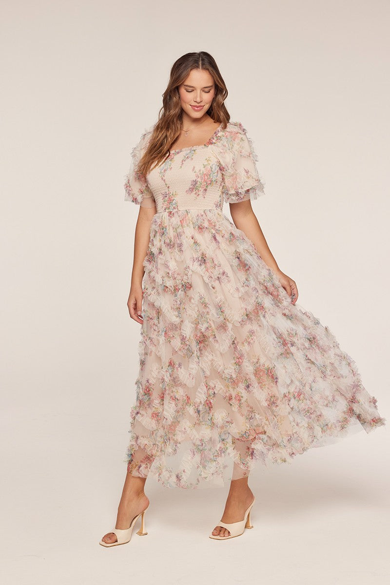 Ruffle Floral Maxi Dress
