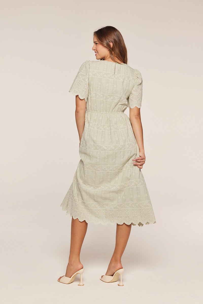 Embroidered Sage Dress