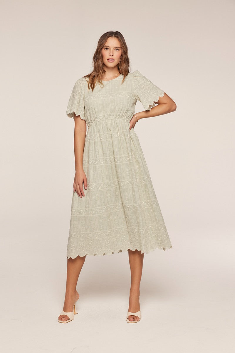 Embroidered Sage Dress
