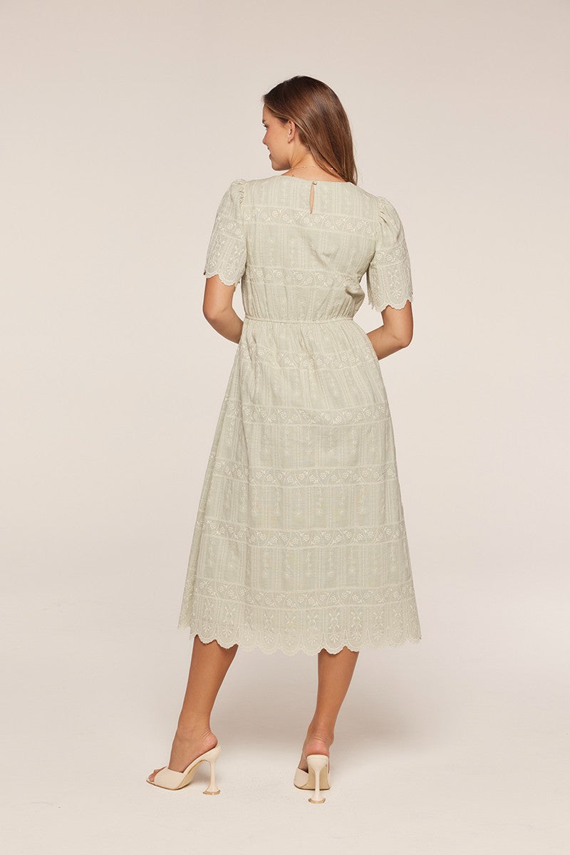Embroidered Sage Dress