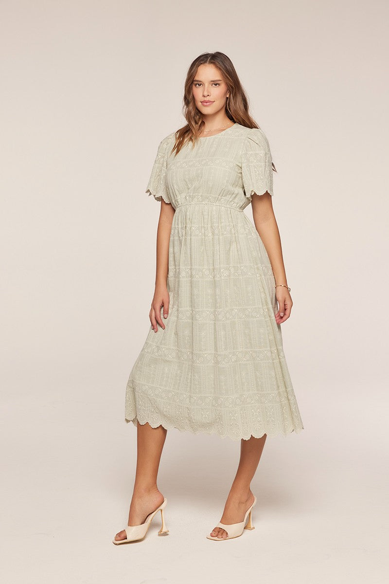 Embroidered Sage Dress
