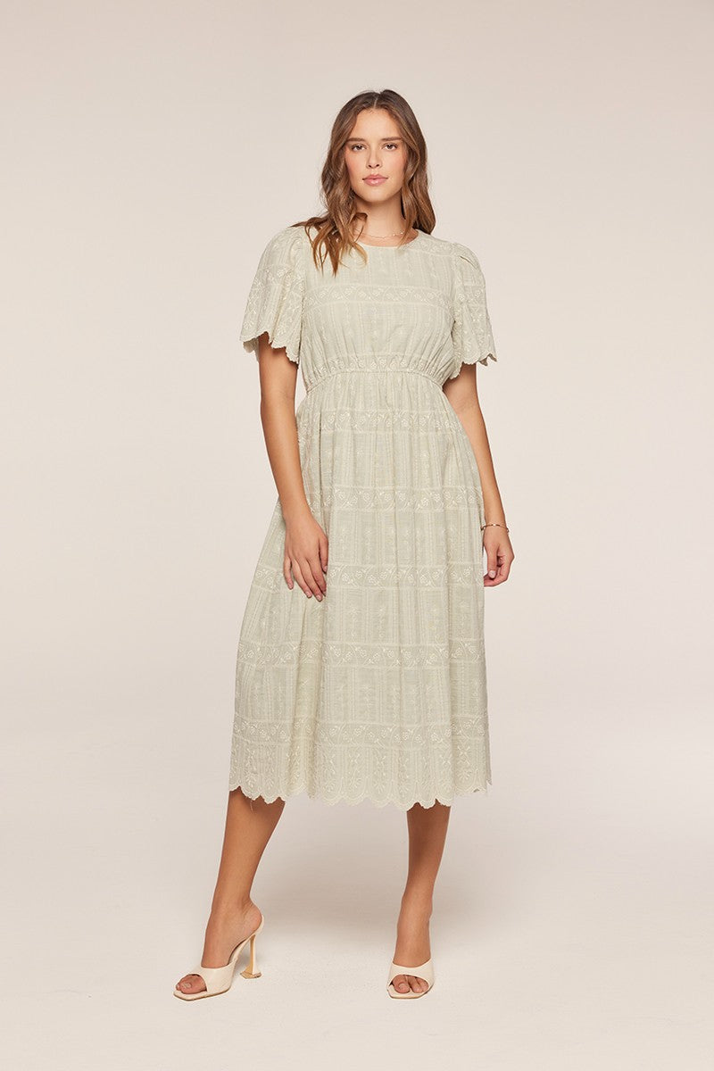 Embroidered Sage Dress