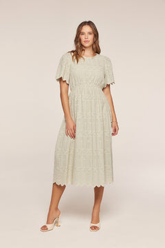 Embroidered Sage Dress