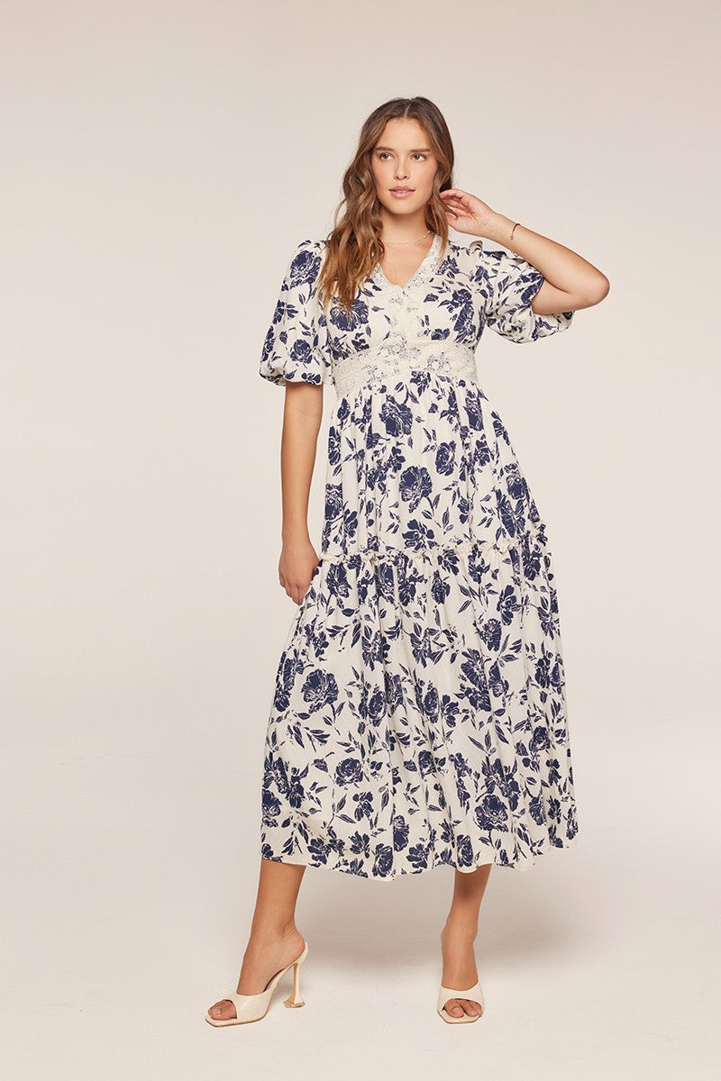 Mid Length Sleeve Floral Dress