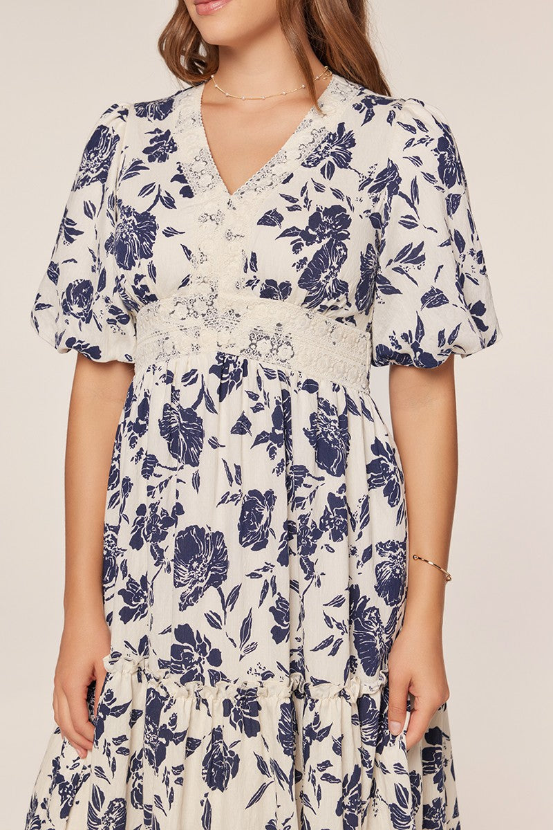 Mid Length Sleeve Floral Dress