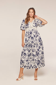 Plus Size Mid Length Sleeve Floral Dress