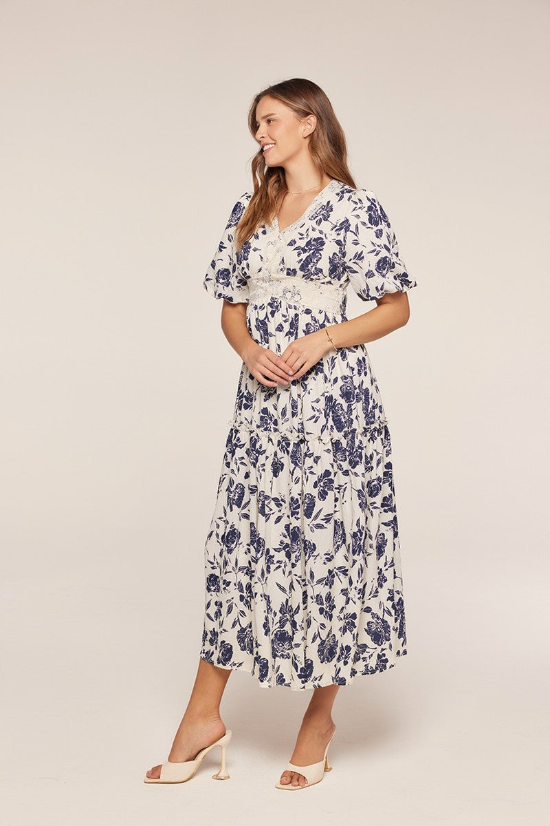 Plus Size Mid Length Sleeve Floral Dress
