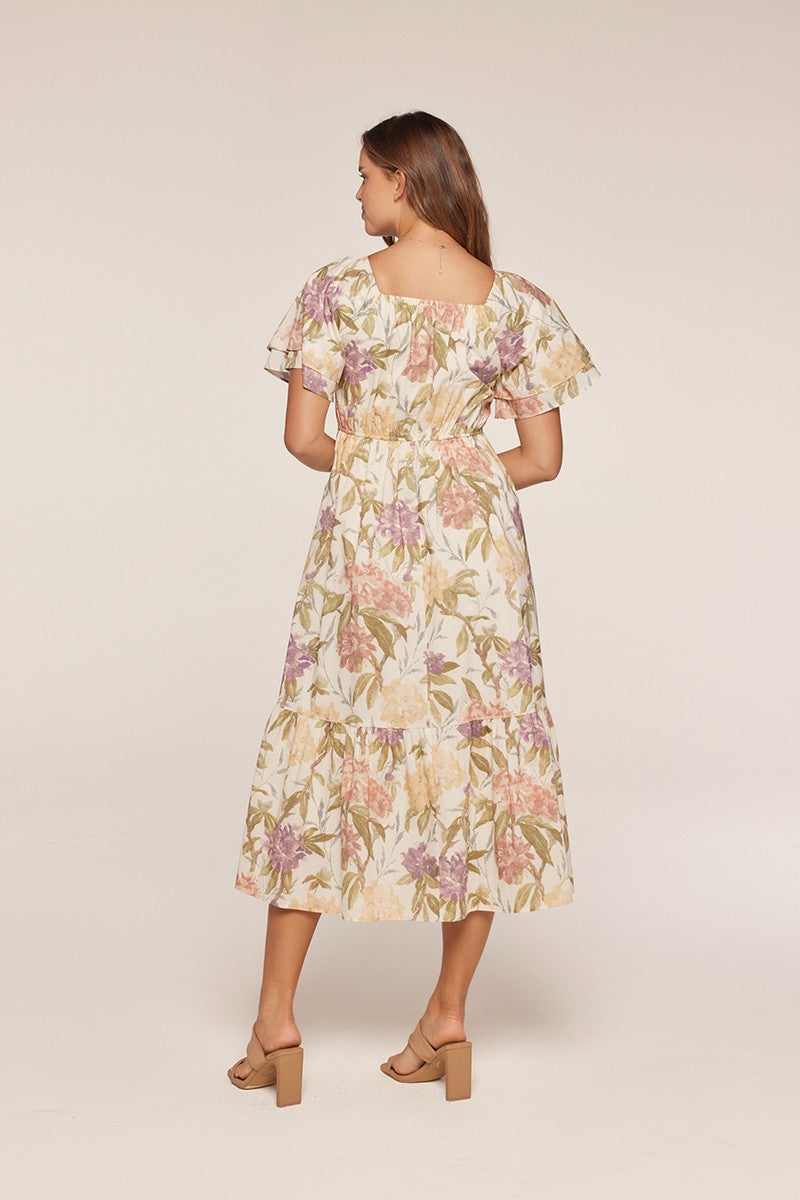 Mid Sleeve Floral Maxi Dress