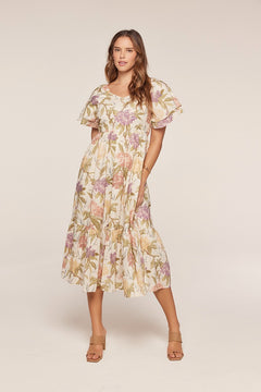 Mid Sleeve Floral Maxi Dress