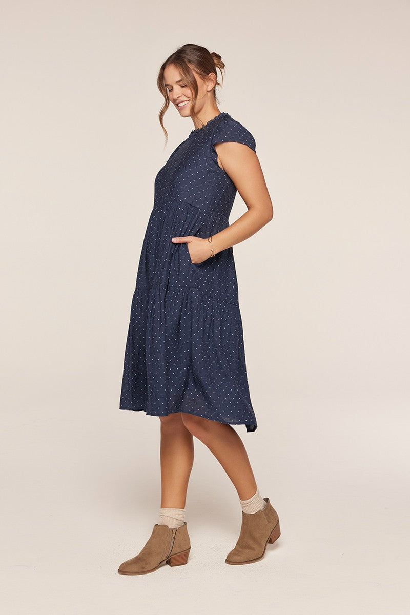 Navy Short Sleeve Dress