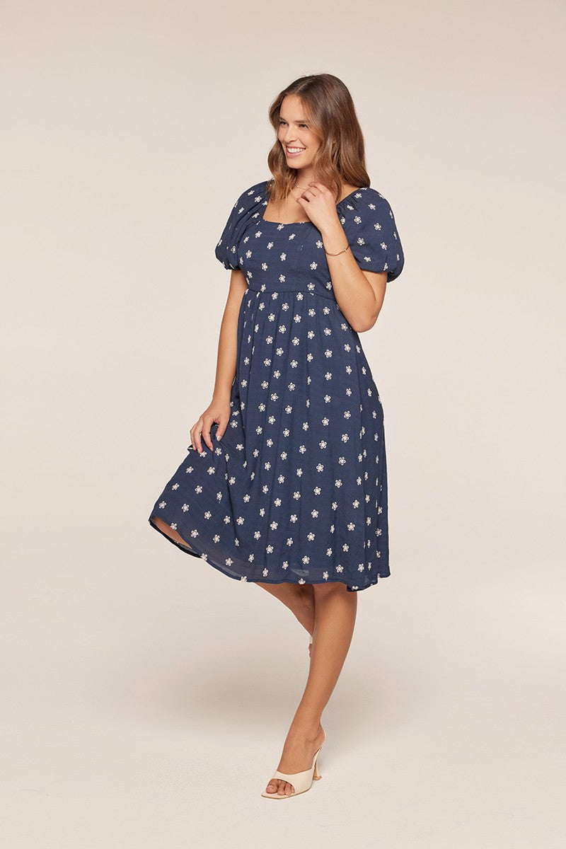 Embroidered Square Neck Dress