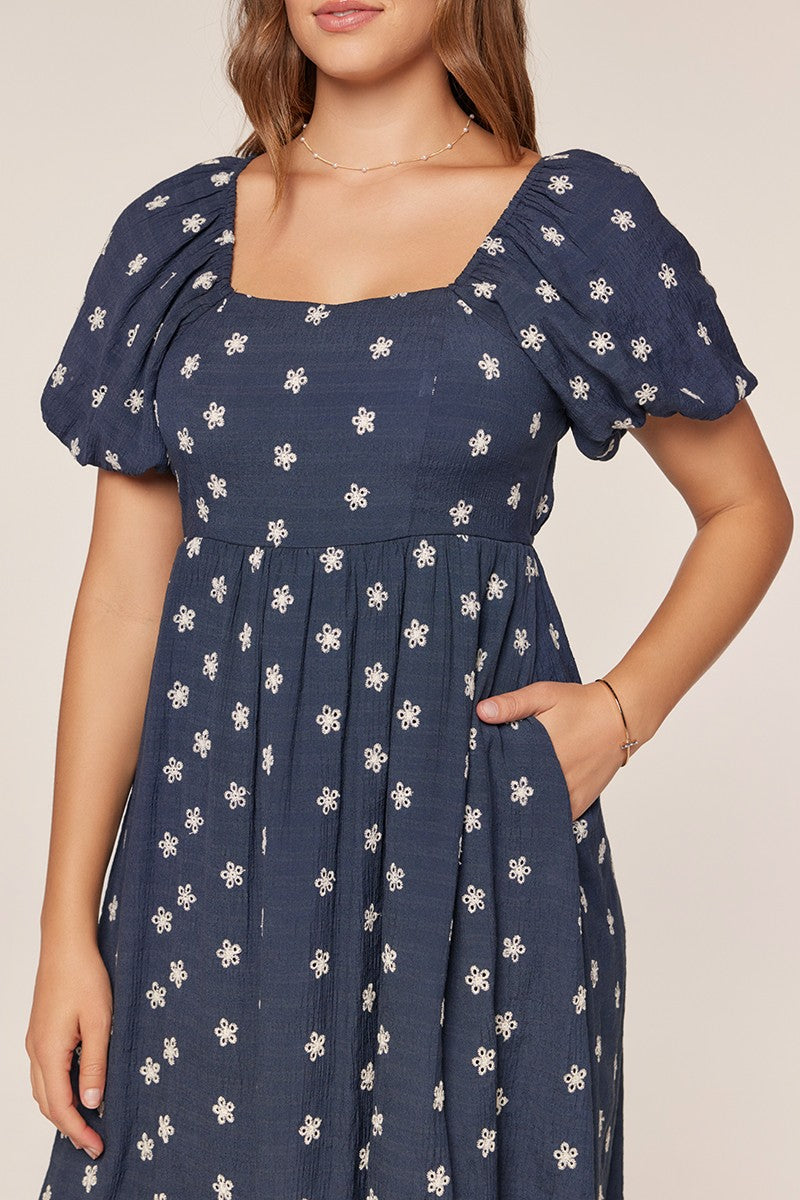Plus Size Embroidered Square Neck Dress