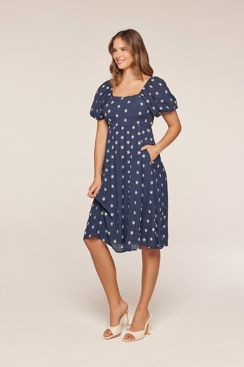 Plus Size Embroidered Square Neck Dress