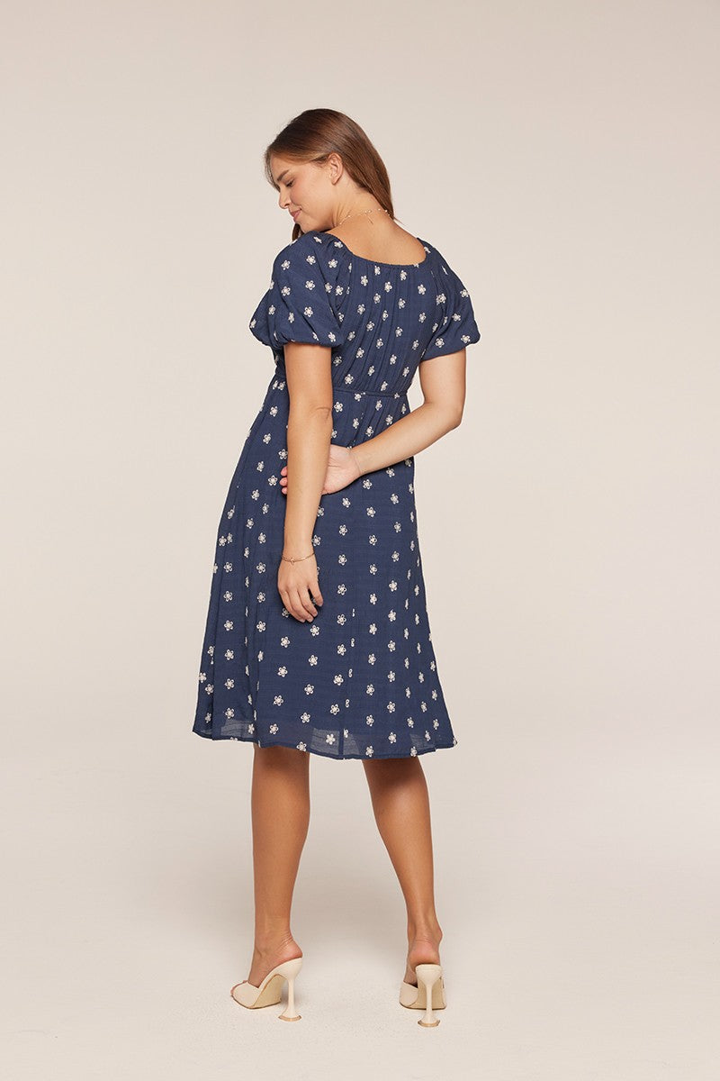 Plus Size Embroidered Square Neck Dress