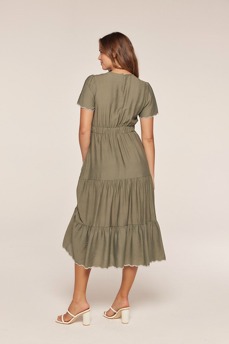 Embroidered Detail Tiered Dress