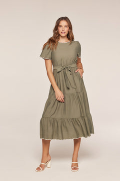 Embroidered Detail Tiered Dress