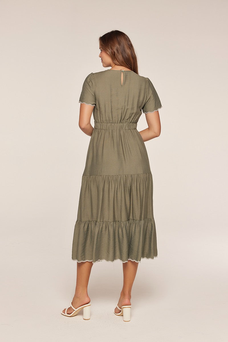 Embroidered Detail Tiered Dress