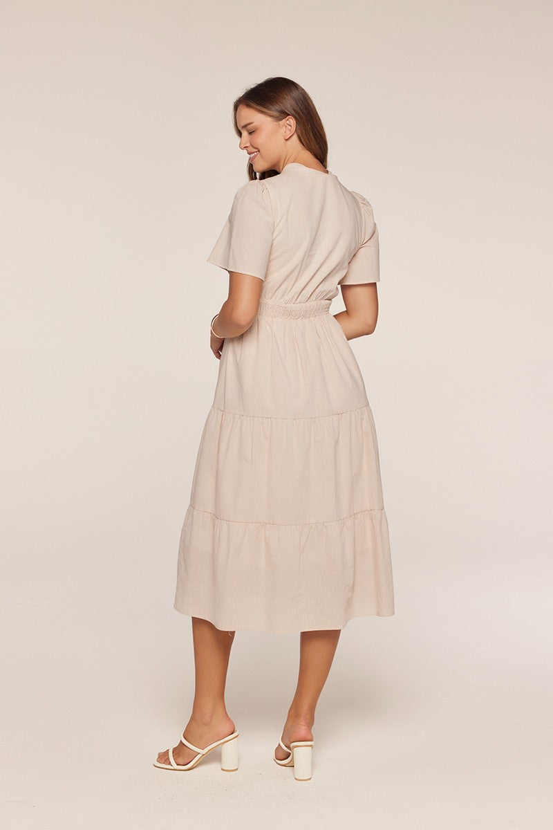Button Up Gingham Midi Dress