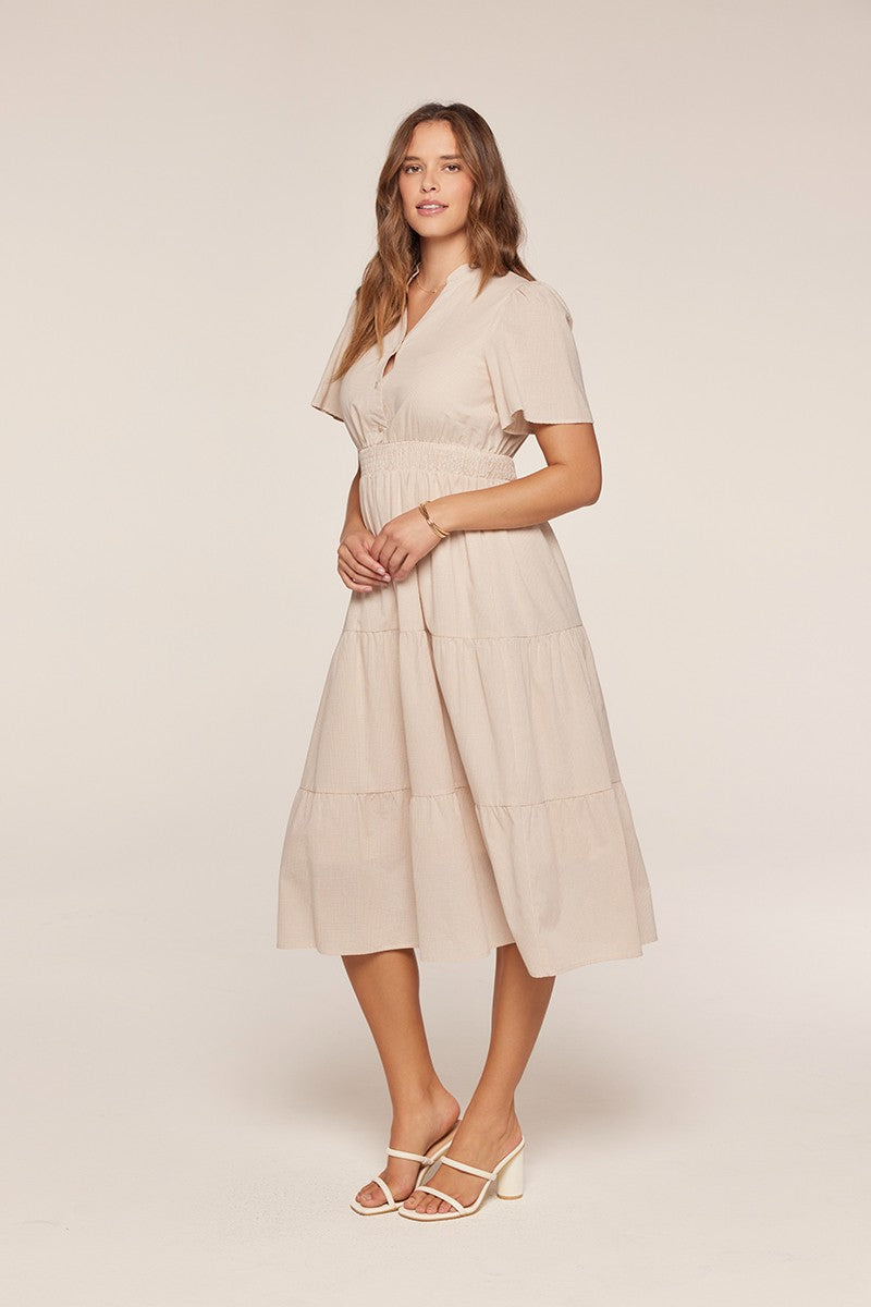 Button Up Gingham Midi Dress