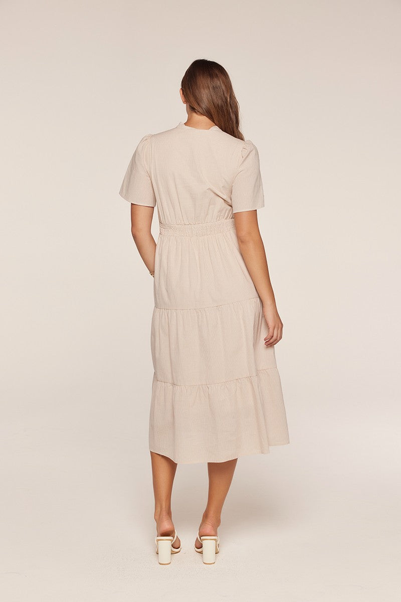 Button Up Gingham Midi Dress