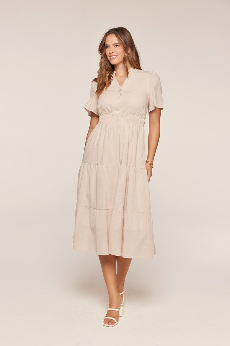 Button Up Gingham Midi Dress