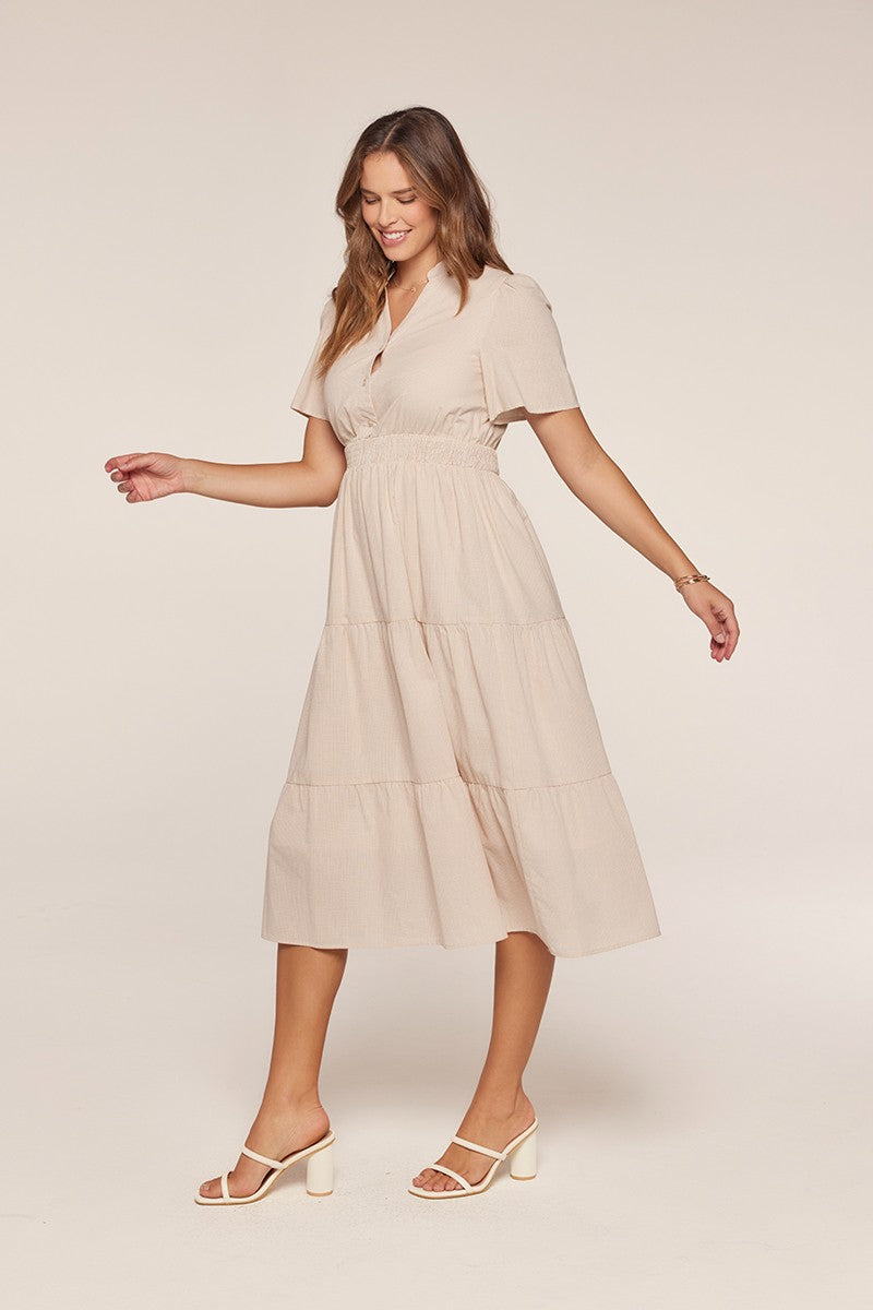 Button Up Gingham Midi Dress