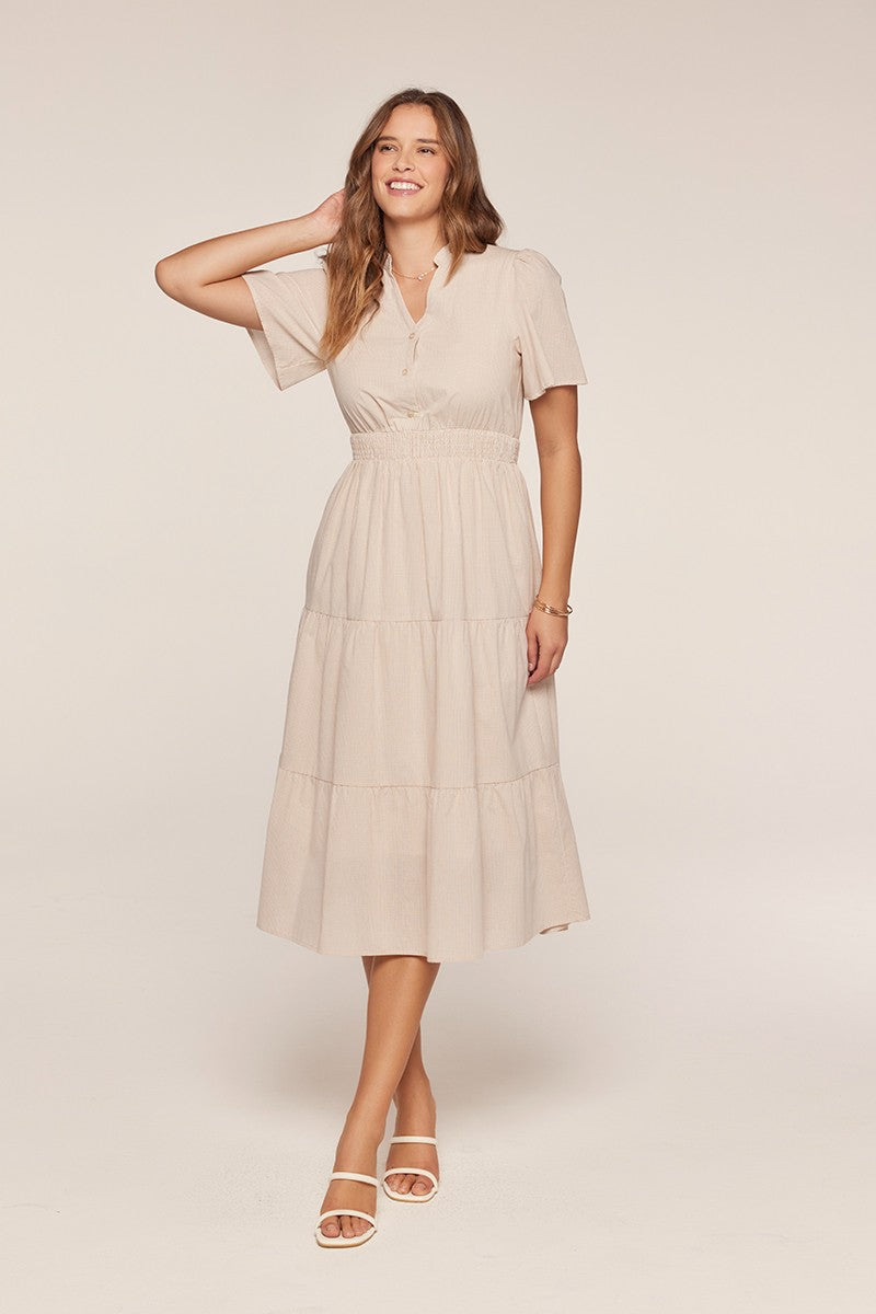 Button Up Gingham Midi Dress
